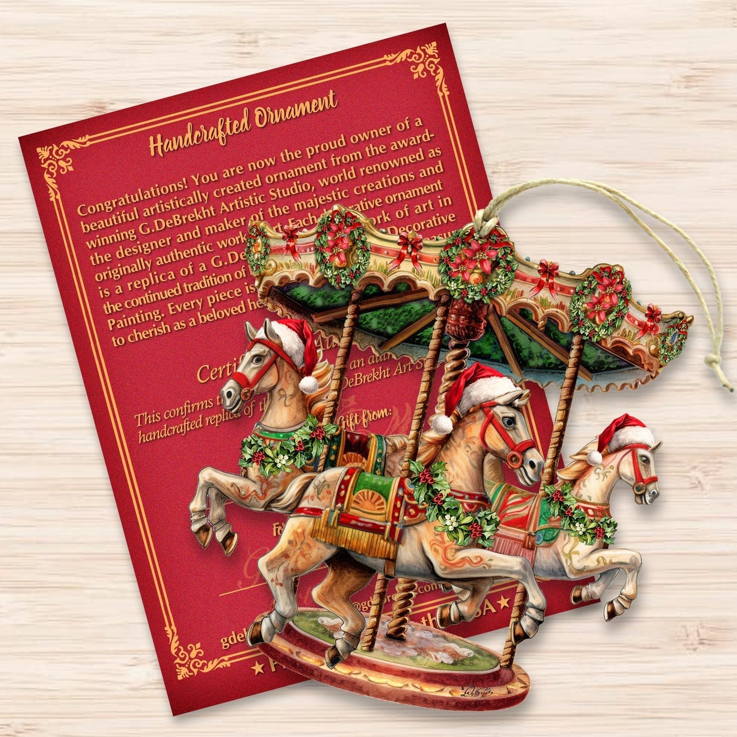Christmas Carousel Wooden Ornaments by G. Debrekht Christmas Decor - 8611030 by G. DeBrekht