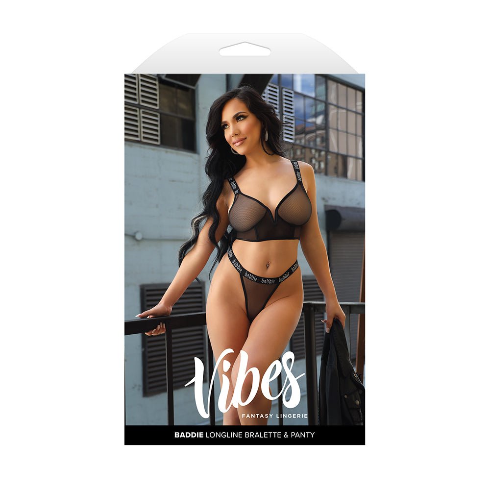 Fantasy Lingerie Vibes Baddie Longline Mesh Bralette & Panty L/XL Fantasy Lingerie