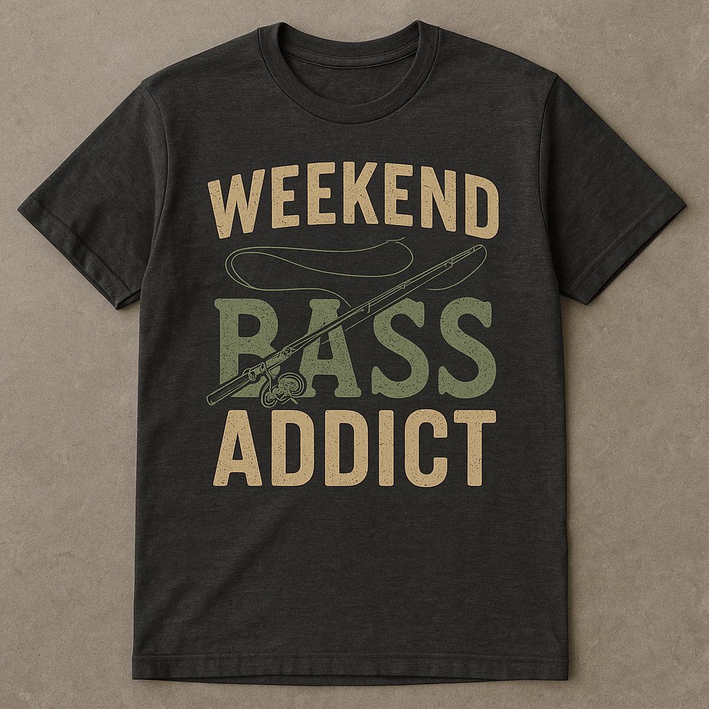 Weekend Bass Addict T-Shirt – Vintage Fishing Tee -Unisex by custom cat