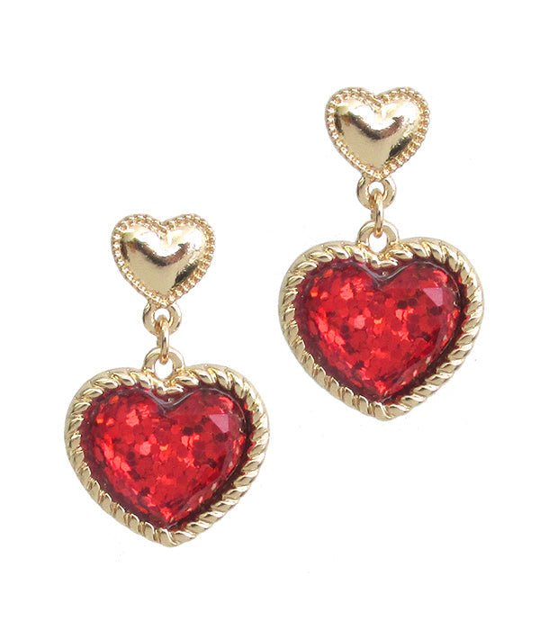 GLITTERING HEART EARRING VALENTINE R-NK