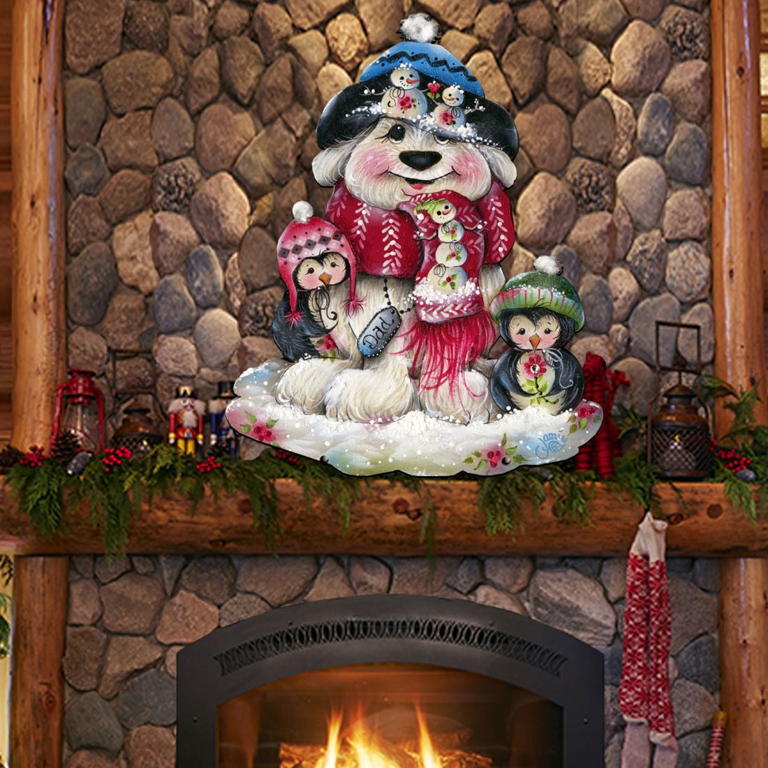 Christmas Dog Penguin Door Decor by Jamie Mills-Price - Pets Dog and Cats Decor - 8457503H by G.DeBrekht