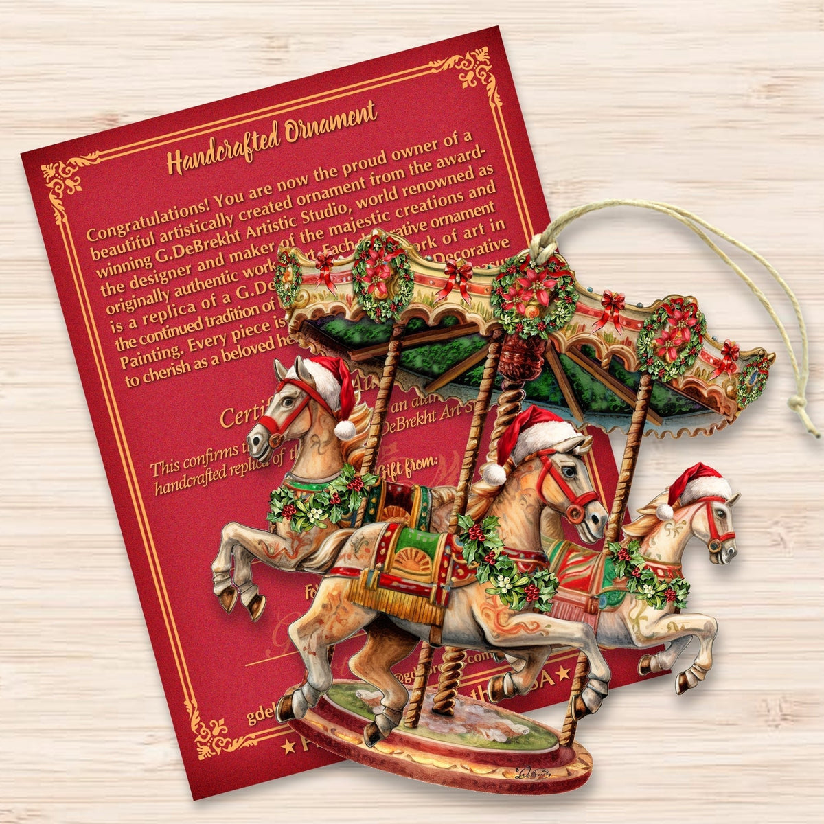 Christmas Carousel Wooden Ornaments by G. Debrekht Christmas Decor - 8611030 by G. DeBrekht