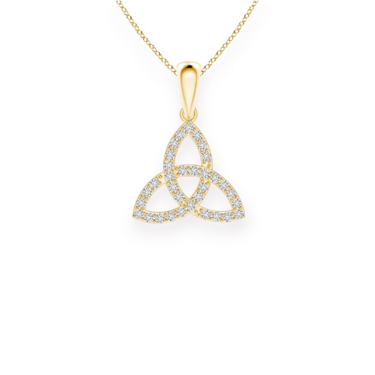 14K Solid Gold Trinity Knot Diamond Necklace by Triple C Diamond's