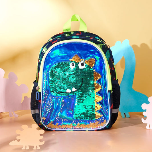Dinosaur Kids Backpack Reversible Sequins by SUNVENO