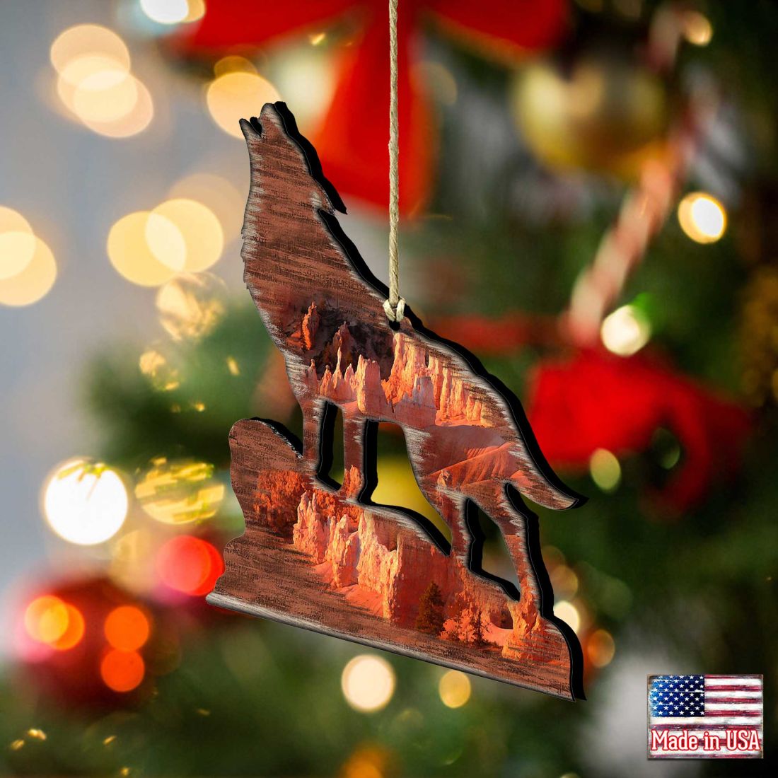 Howling Wolf Wooden Ornaments by Nature Wonders - Wildlife Holiday Decor - 8198227-3 by Nature's Wonders
