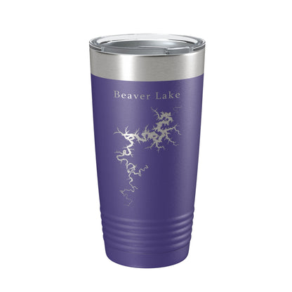 Beaver Lake Map Tumbler Travel Mug Insulated Laser Engraved Coffee Cup Arkansas 20 oz by CarveBright