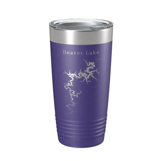Beaver Lake Map Tumbler Travel Mug Insulated Laser Engraved Coffee Cup Arkansas 20 oz by CarveBright