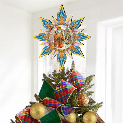 Italian-inspired Santa Tree Topper Wooden Decor by G. Debrekht - Santa Snowman Decor - 89522 by G. DeBrekht