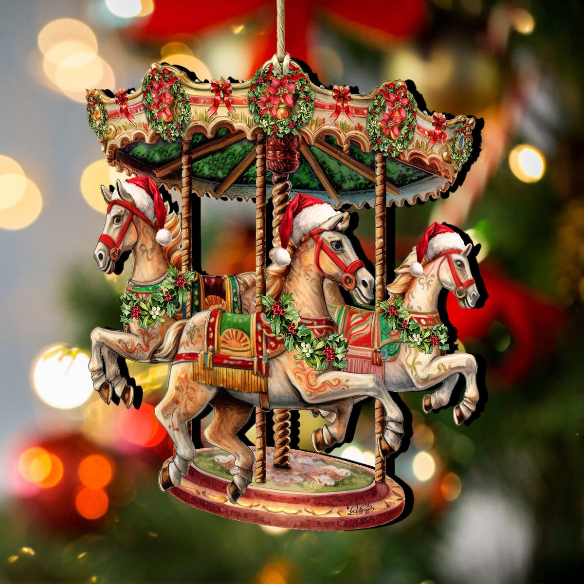 Christmas Carousel Wooden Ornaments by G. Debrekht Christmas Decor - 8611030 by G. DeBrekht