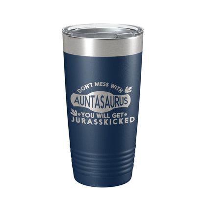 Auntasaurus Tumbler Funny Aunt Gift Travel Mug Jurassic Insulated Laser Engraved Coffee Cup Dinosaur 20 oz by CarveBright