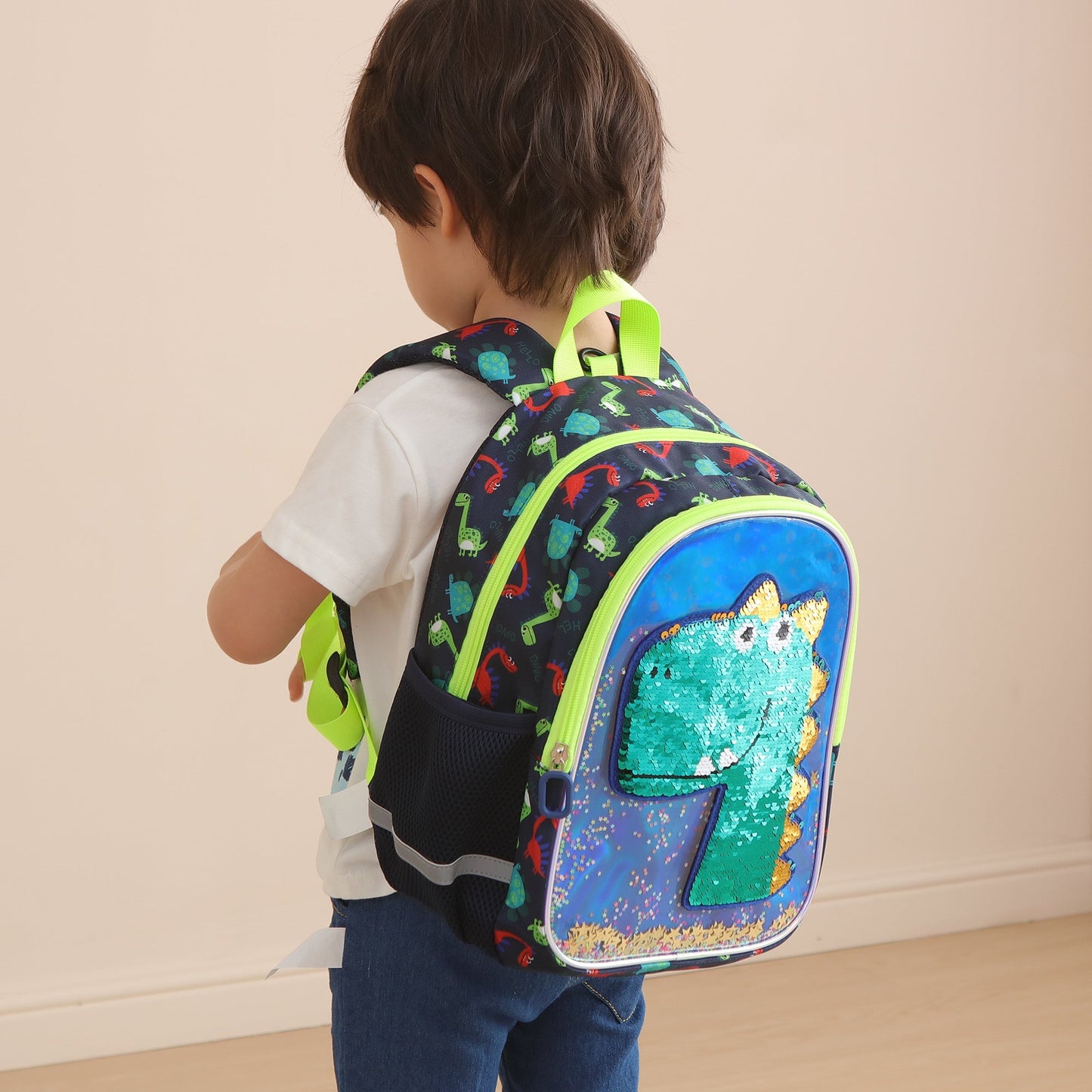 Dinosaur Kids Backpack Reversible Sequins by SUNVENO