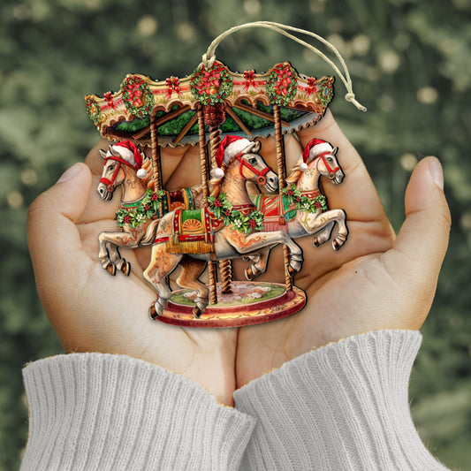 Christmas Carousel Wooden Ornaments by G. Debrekht Christmas Decor - 8611030 by G. DeBrekht
