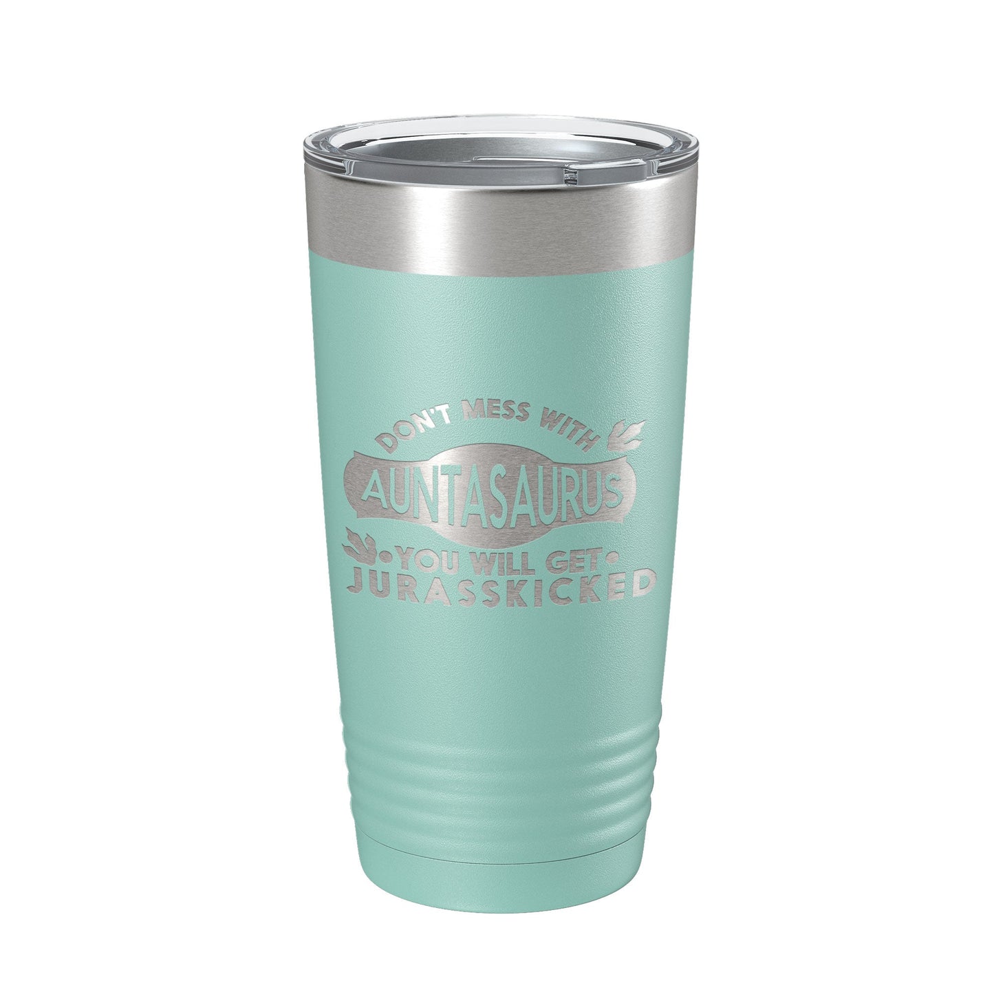 Auntasaurus Tumbler Funny Aunt Gift Travel Mug Jurassic Insulated Laser Engraved Coffee Cup Dinosaur 20 oz by CarveBright