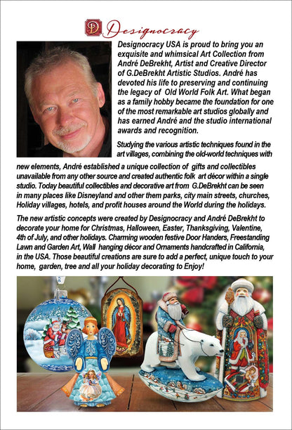 Traveling Santa Wooden Ornaments Set of 3 by G. DeBrekht - Christmas Santa Snowman Décor - 8100001S3 by G. DeBrekht