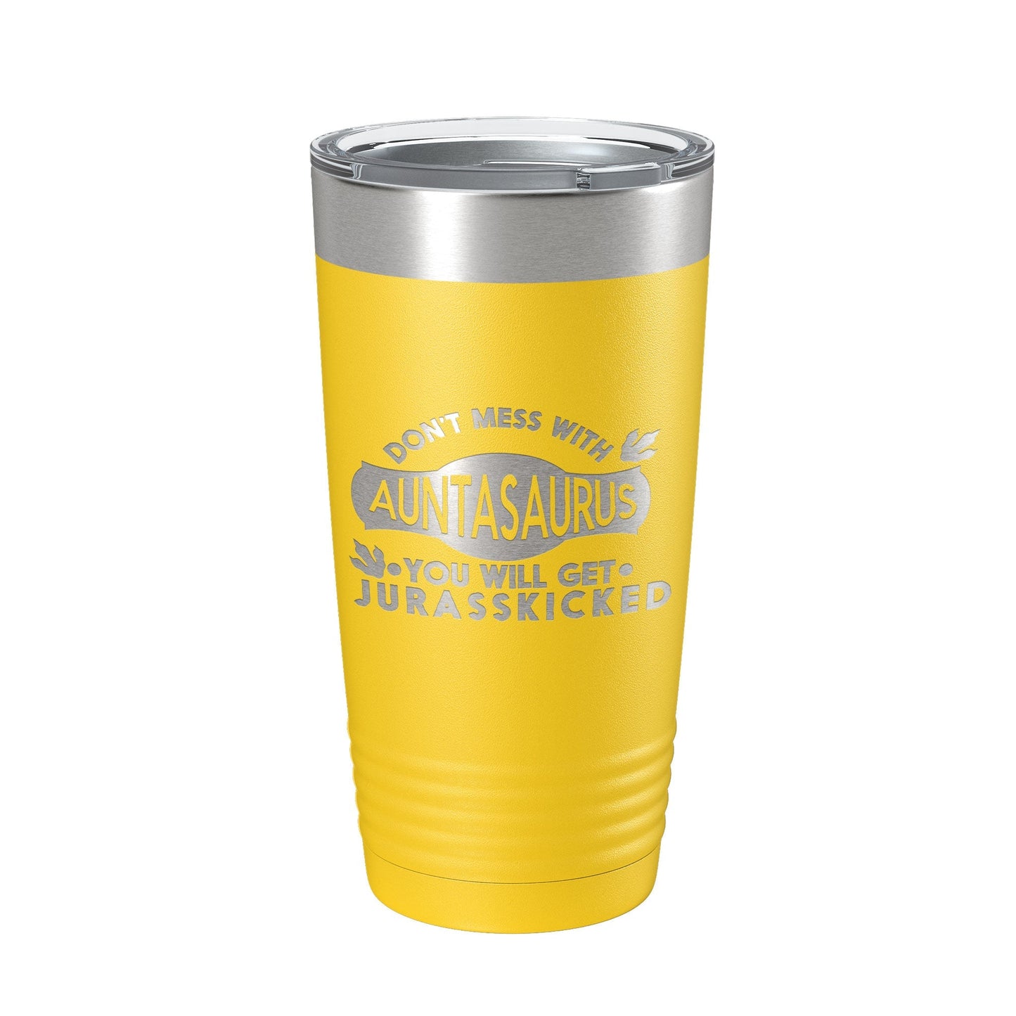 Auntasaurus Tumbler Funny Aunt Gift Travel Mug Jurassic Insulated Laser Engraved Coffee Cup Dinosaur 20 oz by CarveBright