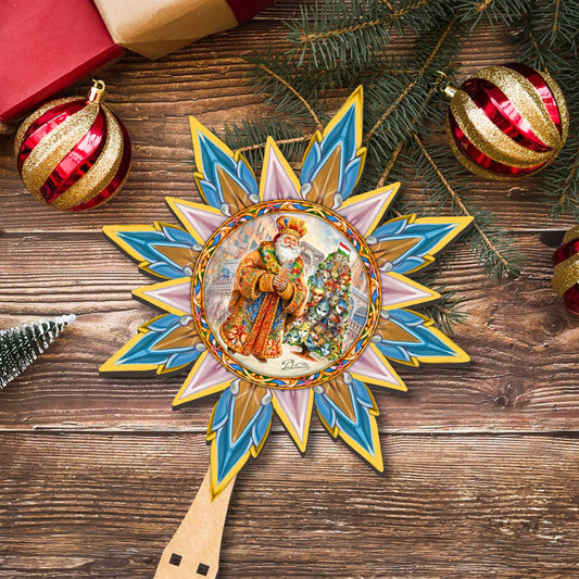 Italian-inspired Santa Tree Topper Wooden Decor by G. Debrekht - Santa Snowman Decor - 89522 by G. DeBrekht