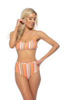 Colorful Stripe High Waist Bikini Set With Adjustable Straps - ForeverGifts's Studio