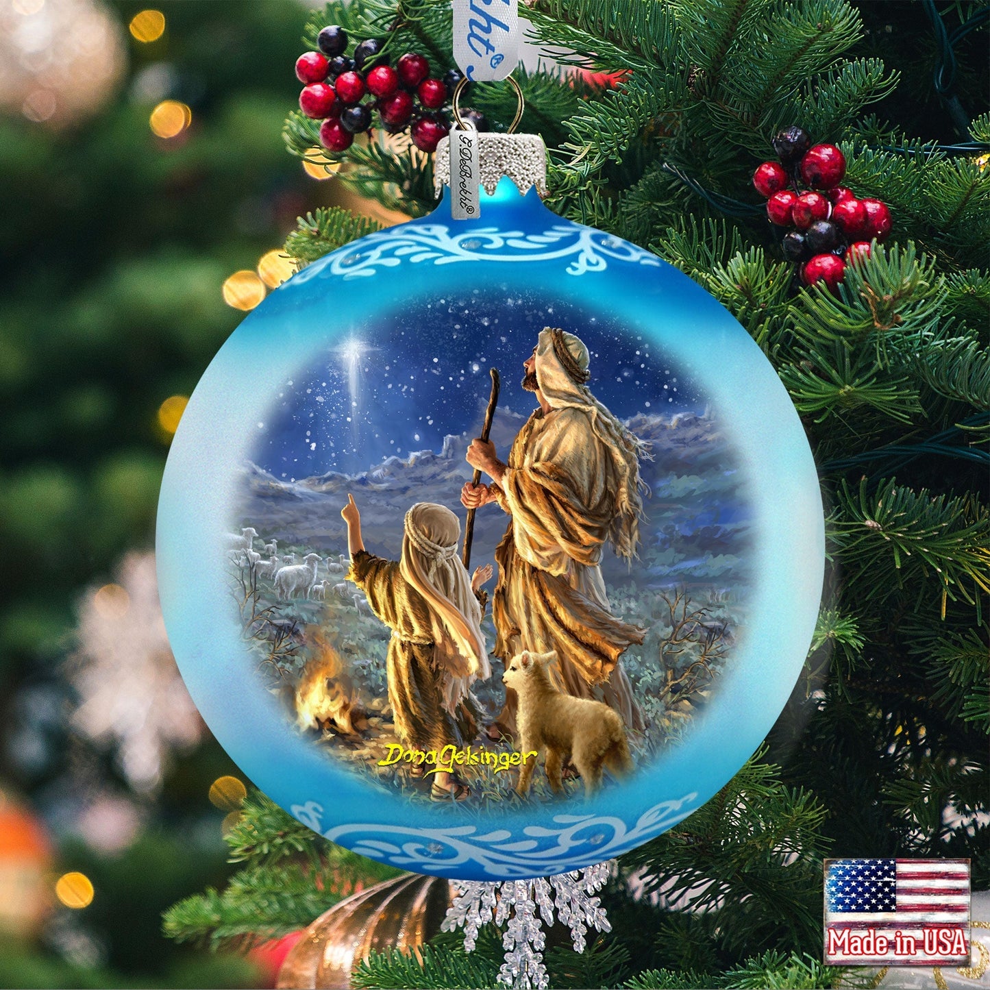 Shepherds Keeping Watch Glass Ornament by D. Gelsinger - Nativity Holiday Decor - 71158-1838 by G.DeBrekht