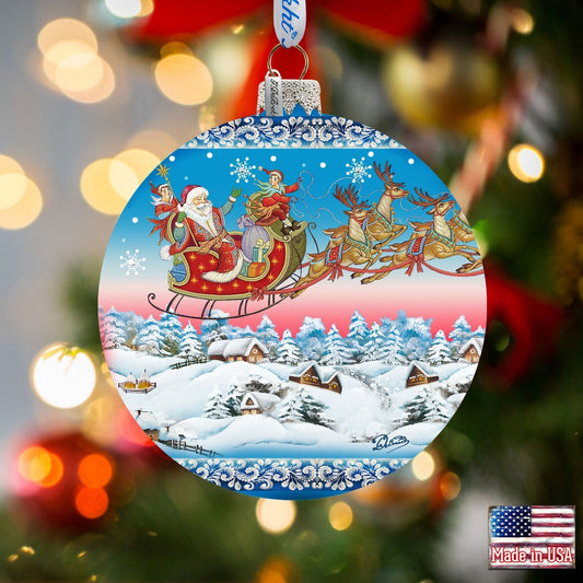 Up-Up and Away Glass Ornament by D. Gelsinger - Christmas Santa Snowman Decor - 71160 by G.DeBrekht