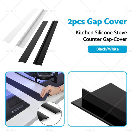 2PCS Kitchen Silicone Stove Counter Gap-Cover Oven Guard Spill Seal Slit Filler Easy pick box
