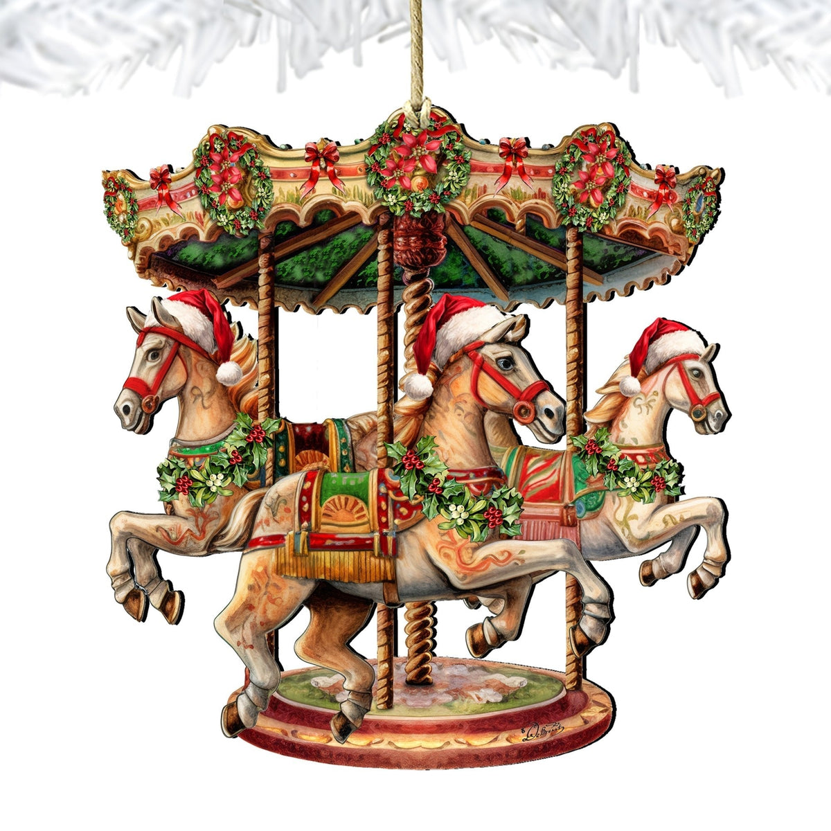Christmas Carousel Wooden Ornaments by G. Debrekht Christmas Decor - 8611030 by G. DeBrekht