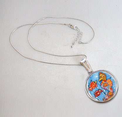 Seahorse Silver Plated Mother of Pearl Jewelry Pendant Necklace Coastal - 44045 by Designocracy