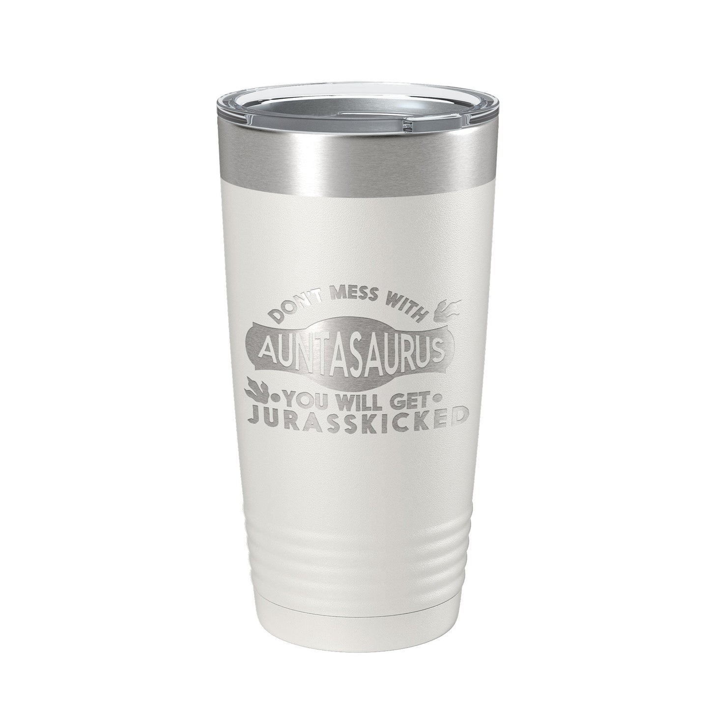 Auntasaurus Tumbler Funny Aunt Gift Travel Mug Jurassic Insulated Laser Engraved Coffee Cup Dinosaur 20 oz by CarveBright