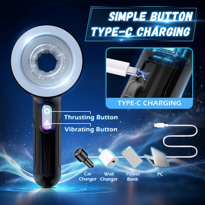 ScepterPlay Automatic Vibrating Thrusting Masturbator with Ribbed Dual Sleeve SinfulX