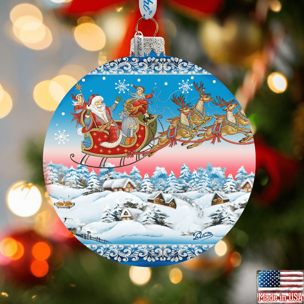 Up-Up and Away Glass Ornament by D. Gelsinger - Christmas Santa Snowman Decor - 71160 by G.DeBrekht