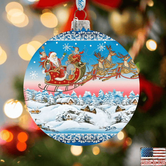 Up-Up and Away Glass Ornament by D. Gelsinger - Christmas Santa Snowman Decor - 71160 by G.DeBrekht