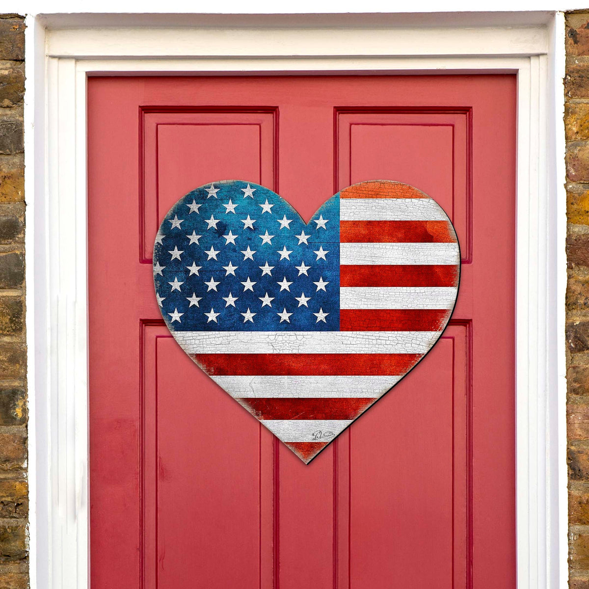 Patriotic Heart Decorative Holiday Door Decor - American Christmas Decor - 8187130-2H by Designocracy