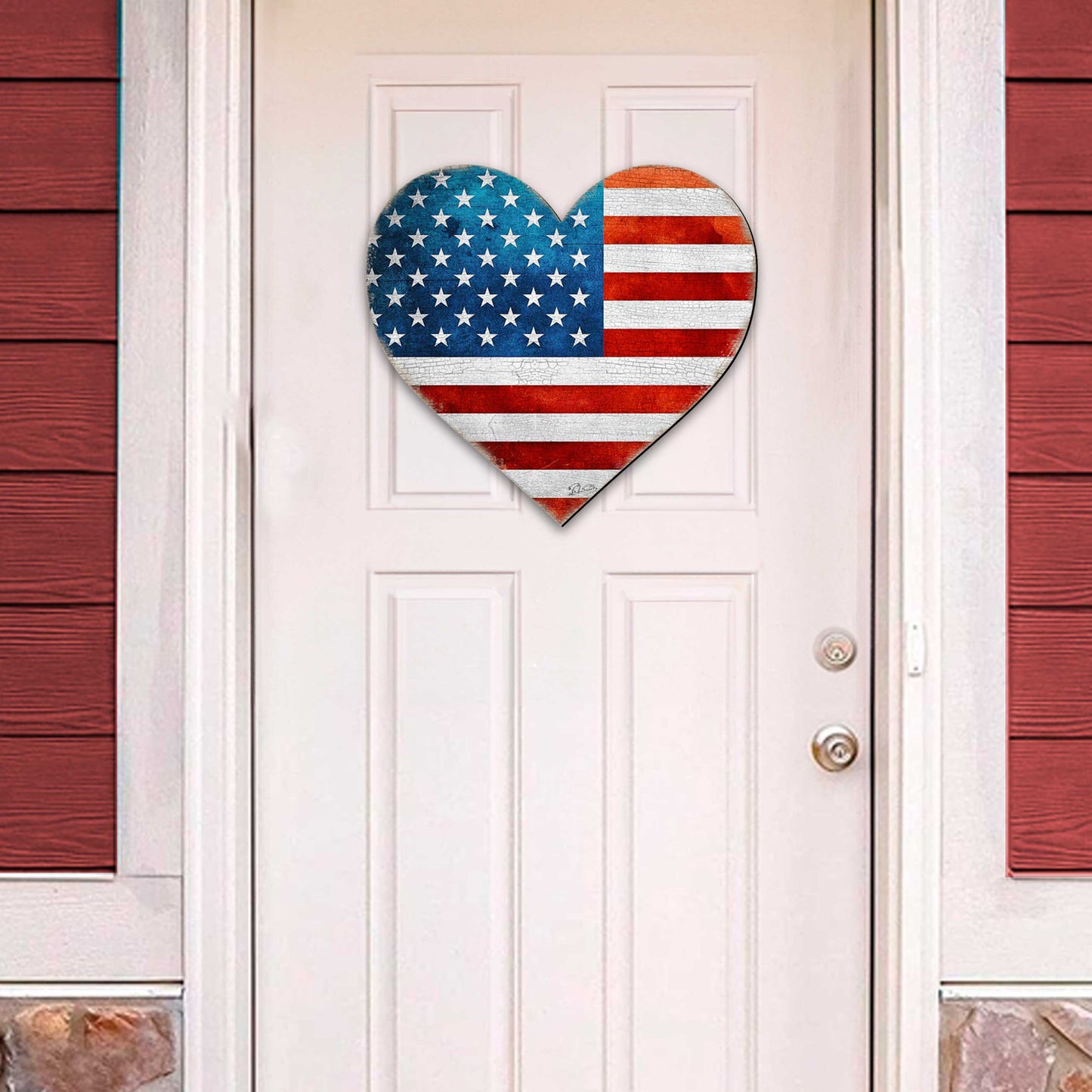 Patriotic Heart Decorative Holiday Door Decor - American Christmas Decor - 8187130-2H by Designocracy