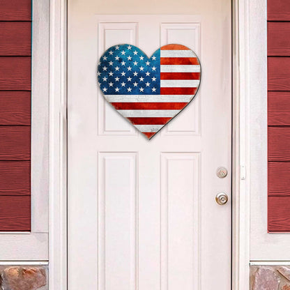 Patriotic Heart Decorative Holiday Door Decor - American Christmas Decor - 8187130-2H by Designocracy