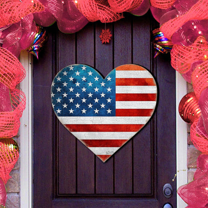 Patriotic Heart Decorative Holiday Door Decor - American Christmas Decor - 8187130-2H by Designocracy