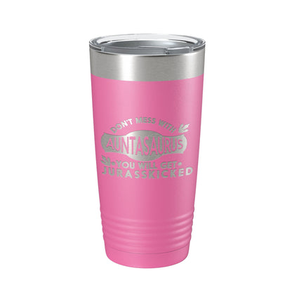Auntasaurus Tumbler Funny Aunt Gift Travel Mug Jurassic Insulated Laser Engraved Coffee Cup Dinosaur 20 oz by CarveBright