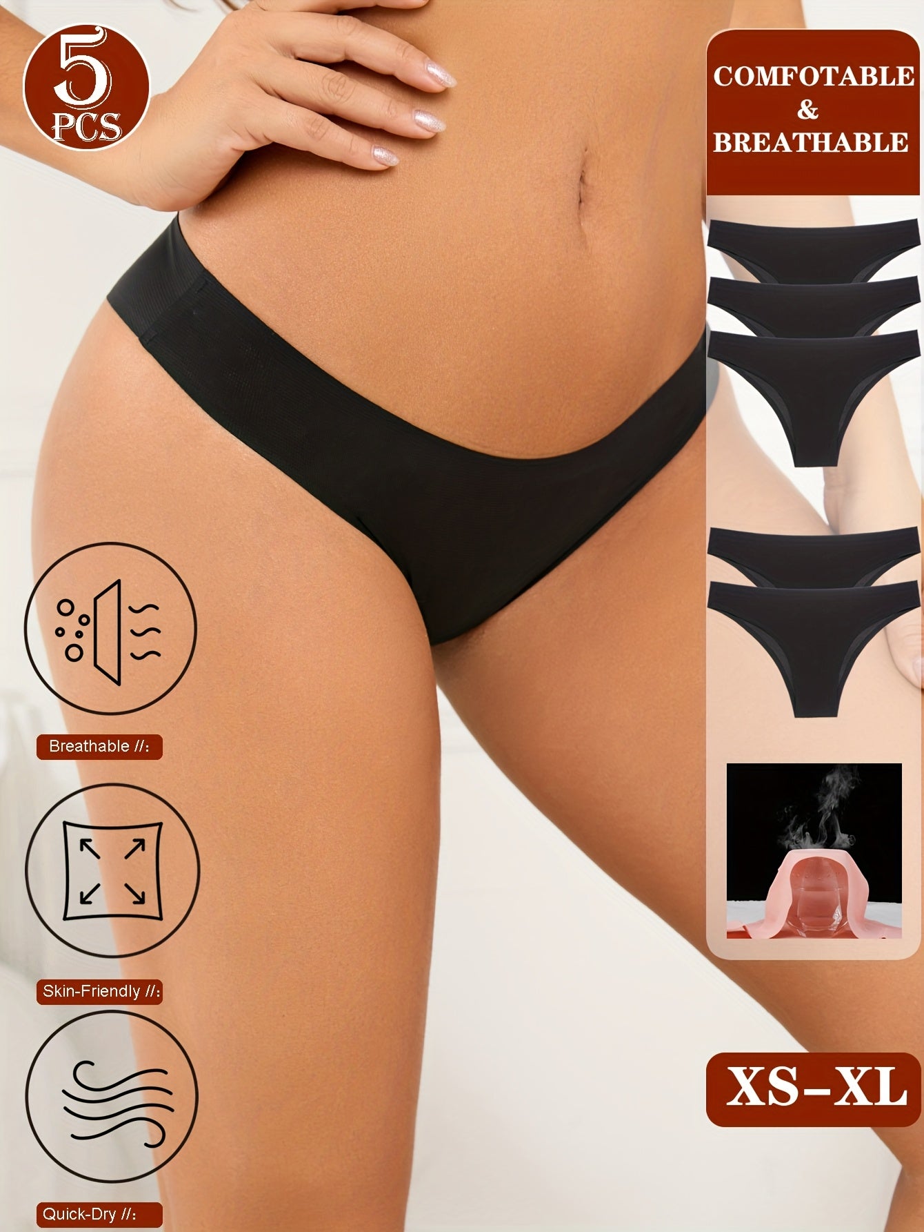 Invisible Comfort Seamless Bikini Set (5-Pack) – Breathable & Quick-Dry ForeverGifts Studio