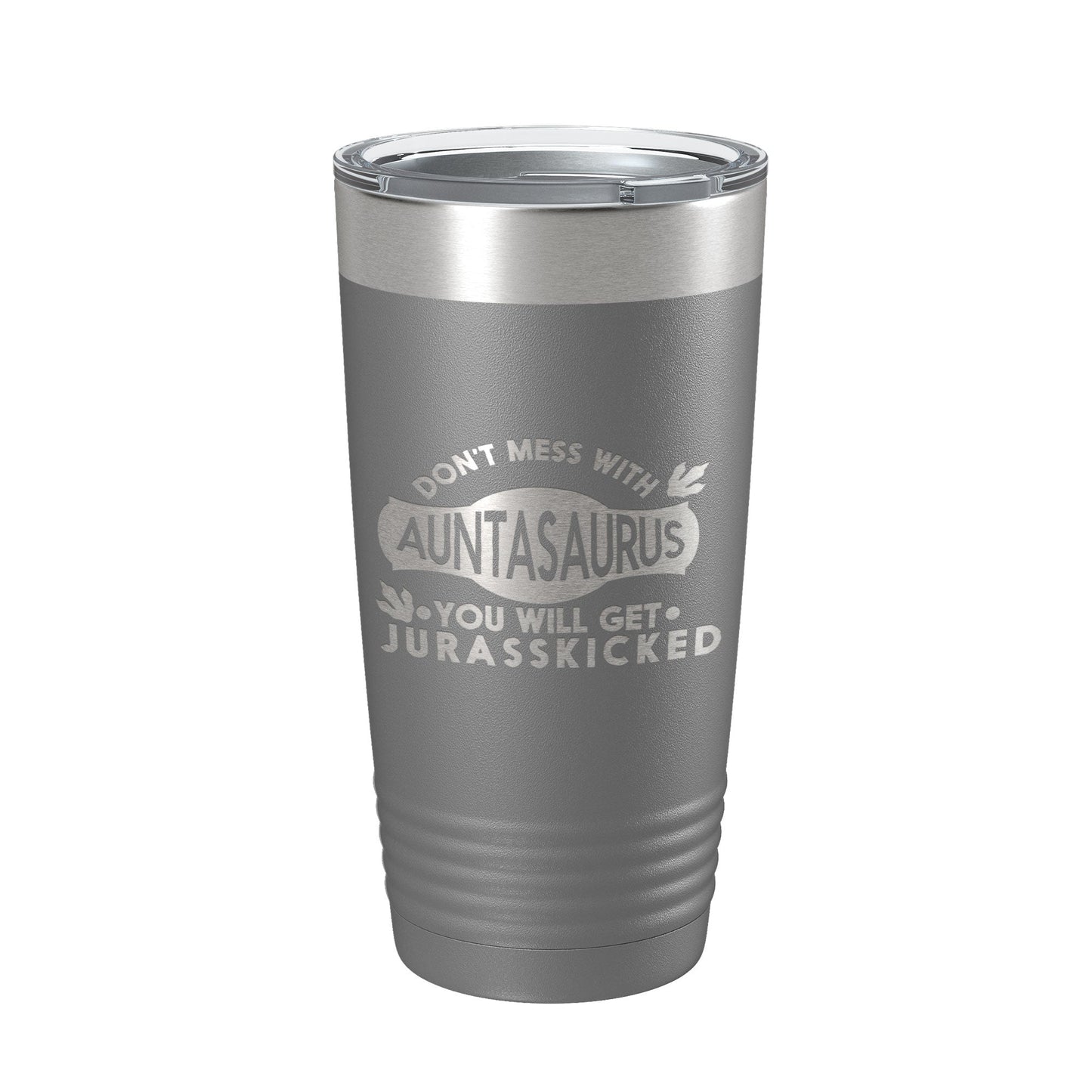 Auntasaurus Tumbler Funny Aunt Gift Travel Mug Jurassic Insulated Laser Engraved Coffee Cup Dinosaur 20 oz by CarveBright