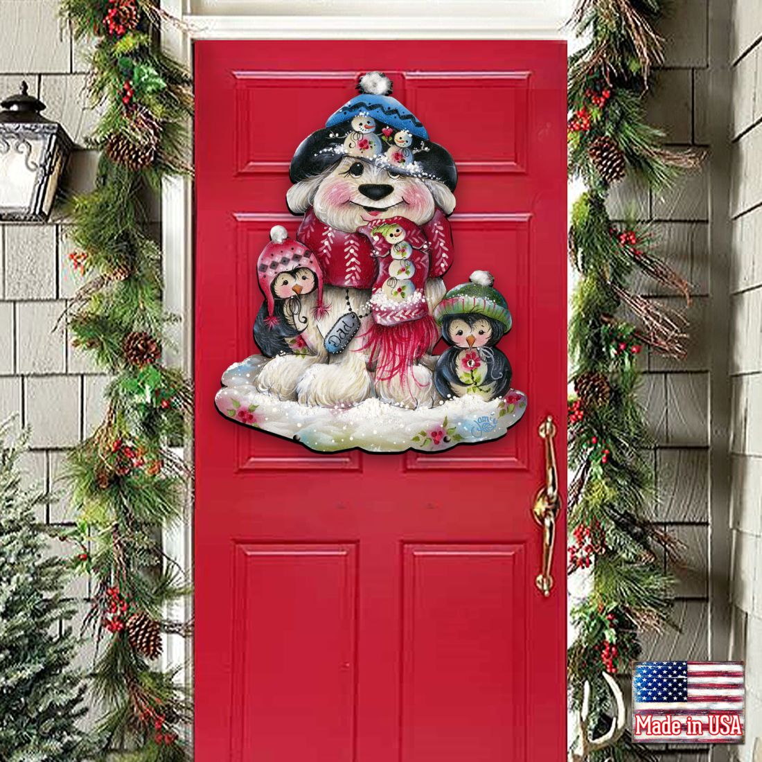 Christmas Dog Penguin Door Decor by Jamie Mills-Price - Pets Dog and Cats Decor - 8457503H by G.DeBrekht
