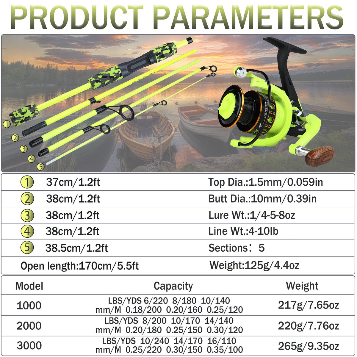 Sougayilang Fishing Rod Set Travel Fishing Combo ForeverGifts's Studio