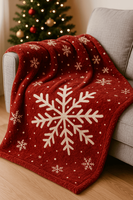 Holiday Snowflake Plush Blanket – Cozy Winter Gift & Home Décor by ForeverGifts Studio