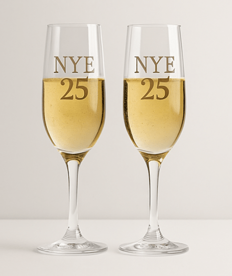 NYE 25 / 2026 Engraved Champagne Flutes (Set of 2) – New Year's Eve Toasting Gift ForeverGifts's Studio