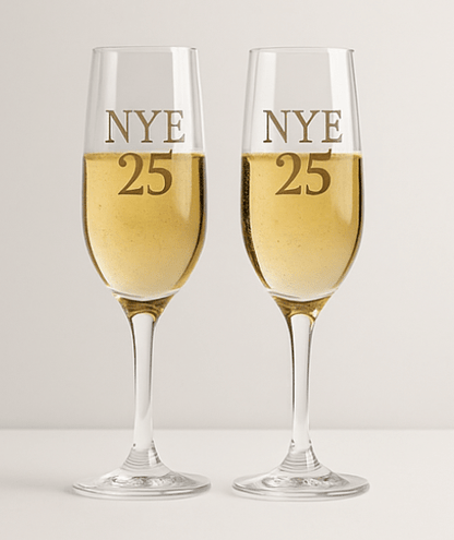 NYE 25 / 2026 Engraved Champagne Flutes (Set of 2) – New Year's Eve Toasting Gift ForeverGifts's Studio