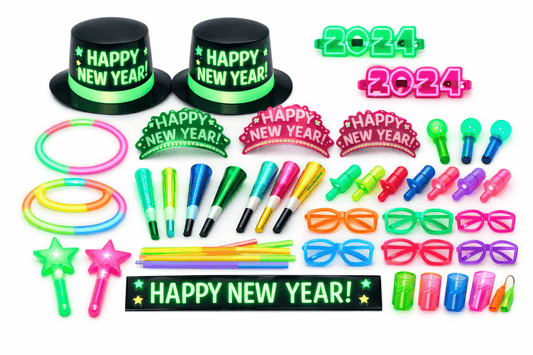 Glow-in-the-Dark NYE Party Kit (25 Guests) - 76 Piece Neon Blacklight Set ForeverGifts Studio