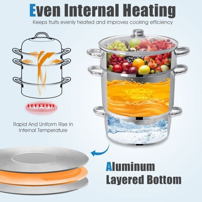 11 Quart Stainless Steel Steamer / Fruit Vegetable Juicer by HomePacific