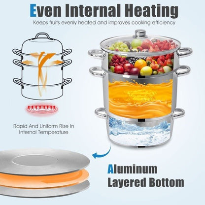 11 Quart Stainless Steel Steamer / Fruit Vegetable Juicer by HomePacific
