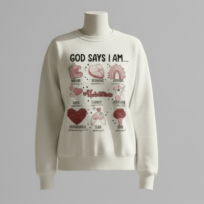 Valentine's Day God Says I'm Loved Christian Sweatshirt Christian Apparel by Cross Creations- Good Message Always
