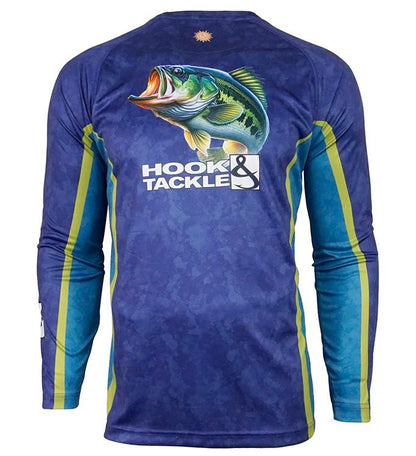 Men's Bass Camo Long Sleeve UV Fishing Shirt With Sun Protection - ForeverGifts's Studio