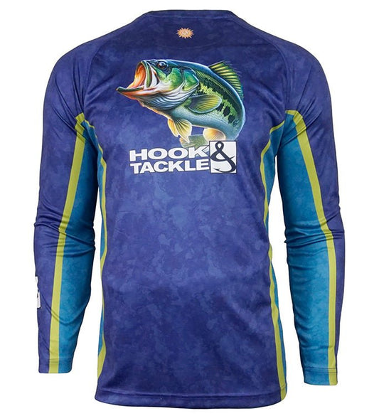 Men's Bass Camo Long Sleeve UV Fishing Shirt With Sun Protection - ForeverGifts's Studio