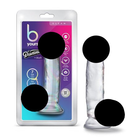 B Yours Diamond Gleam 7 in. Dildo with Balls Clear by Blush