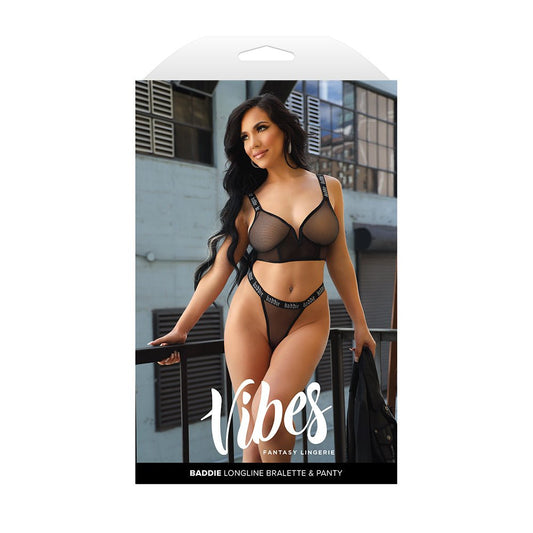 Fantasy Lingerie Vibes Baddie Longline Mesh Bralette & Panty L/XL Fantasy Lingerie